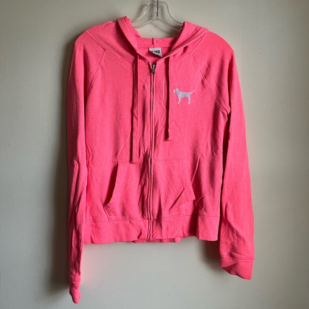 Neon Pink Zip-Up Hoodie